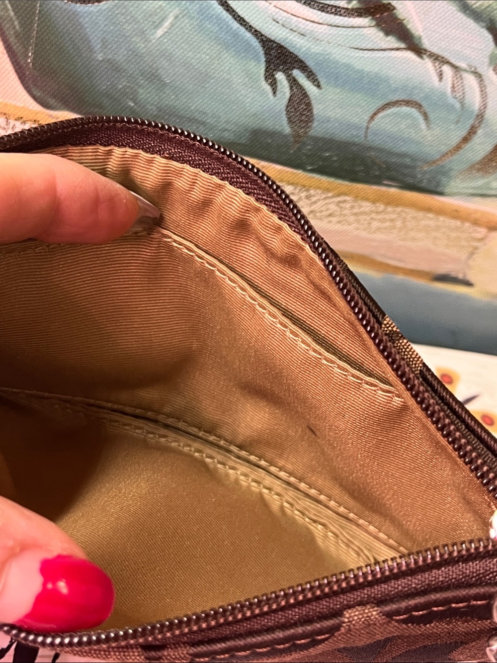 Coach Brown Signature Monogram Wristlet with Leather Strap - Picture 10 of 13